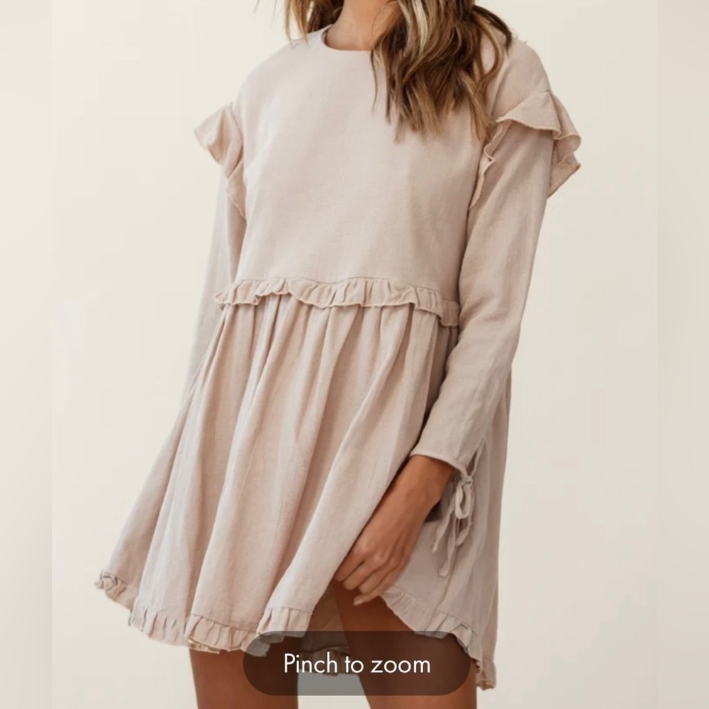 Indikah {Angel Biba} Khaki Color Ruffle Boho Dress Size XS - Picture 5 of 14